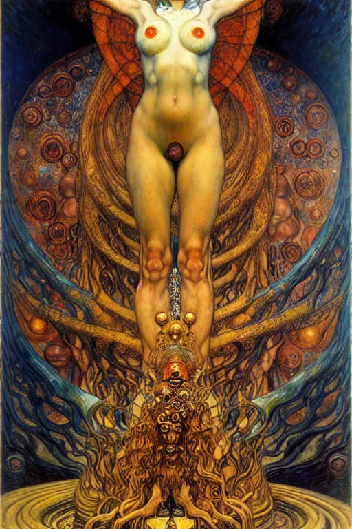 Image similar to Divine Chaos Engine by Karol Bak, Jean Delville, William Blake, Gustav Klimt, and Vincent Van Gogh, symbolist, visionary