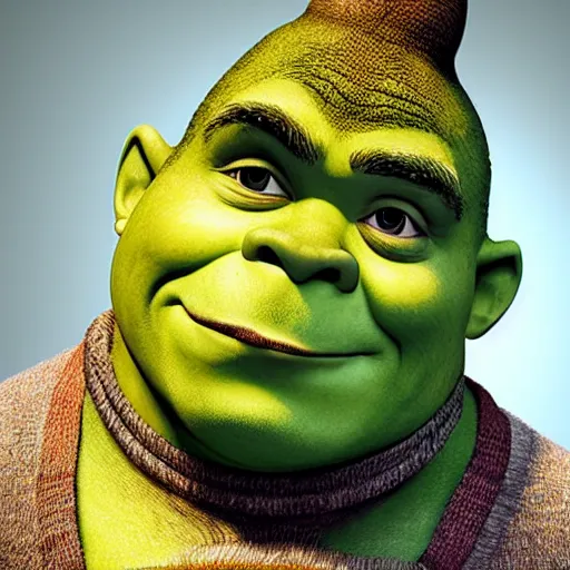 Image similar to a studio photo of Shrek