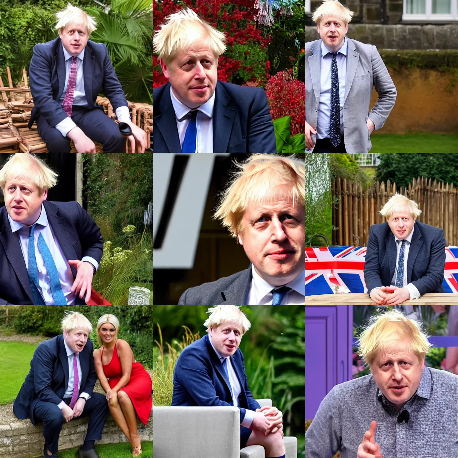 Prompt: Boris Johnson on love island