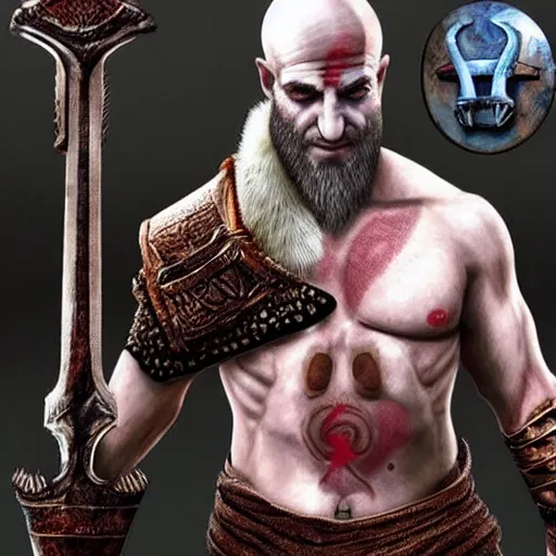 Image similar to benjamin netanyahu!!!!!! as kratos from god of war