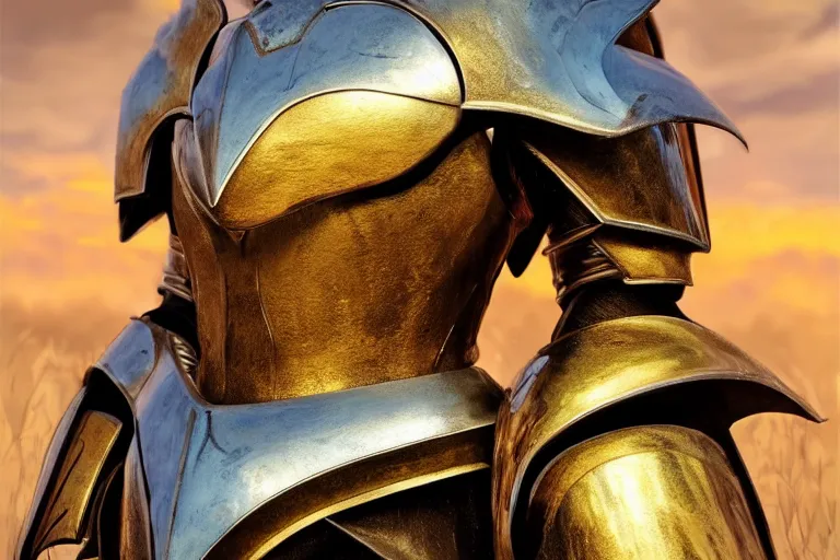 Image similar to armor, fantasy, painting, ultra realistic!!!, clear weather, golden hour, sharp focus