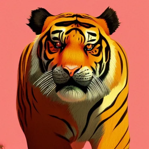 Prompt: an anthropomorphic tiger, painting by hsiao - ron cheng,