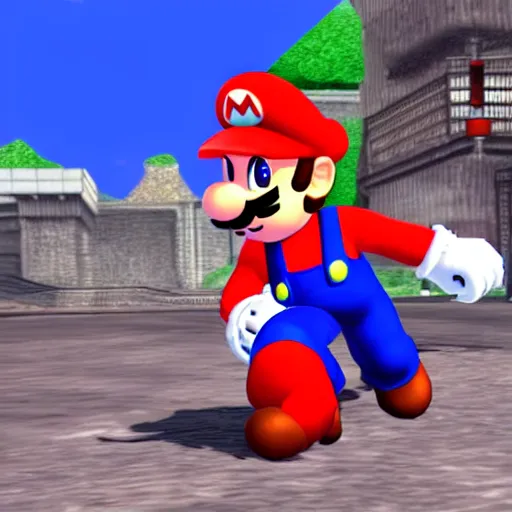 Prompt: screenshot of mario in tekken 3