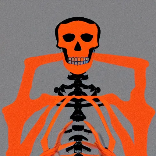 Prompt: a skeleton. his hands looks like traffic - cones