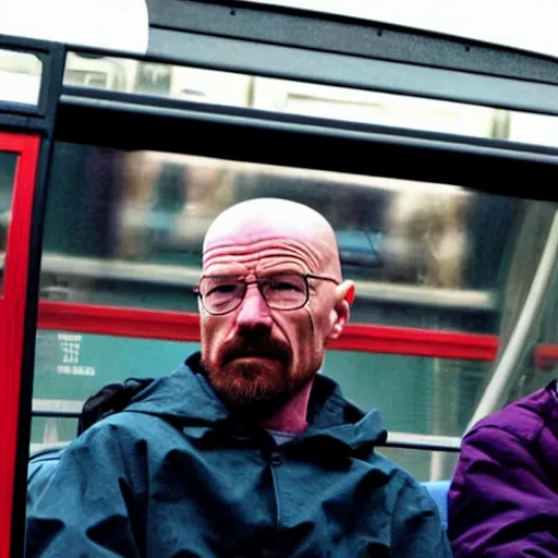 Image similar to Walter white inside a London bus