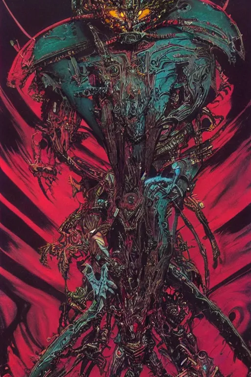 Image similar to gazer familiar eternal, art by philippe druillet and arthur suydam and jeffrey catherine jones, trending on artstation, front lighting first - person view telephoto lens, fractalism, vaporwave, profile picture, dadaism