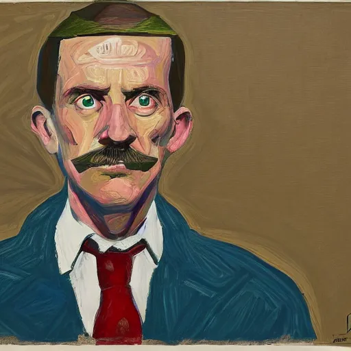 Image similar to portrait of billy childish, by dana schutz