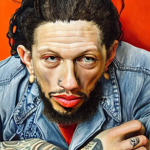 Image similar to high quality high detail painting by lucian freud, hd, dave navarro