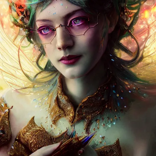 Prompt: face closeup, ayppqrstu, of magical fairy flowers and ice velvet, diamonds, angels, 3 d render, hyper - realistic detailed portrait, holding fire and electricity rainbow, ruan jia, wlop. scifi, fantasy, magic the gathering, hyper detailed, octane render, concept art, peter mohrbacher c 2 0