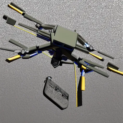 Image similar to brutalist military quadcopter