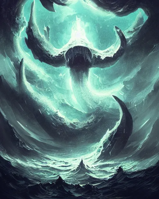 Image similar to stars shine deep below the surface of a dark sunless sea, leviathan, fantasy art, trending on artstation