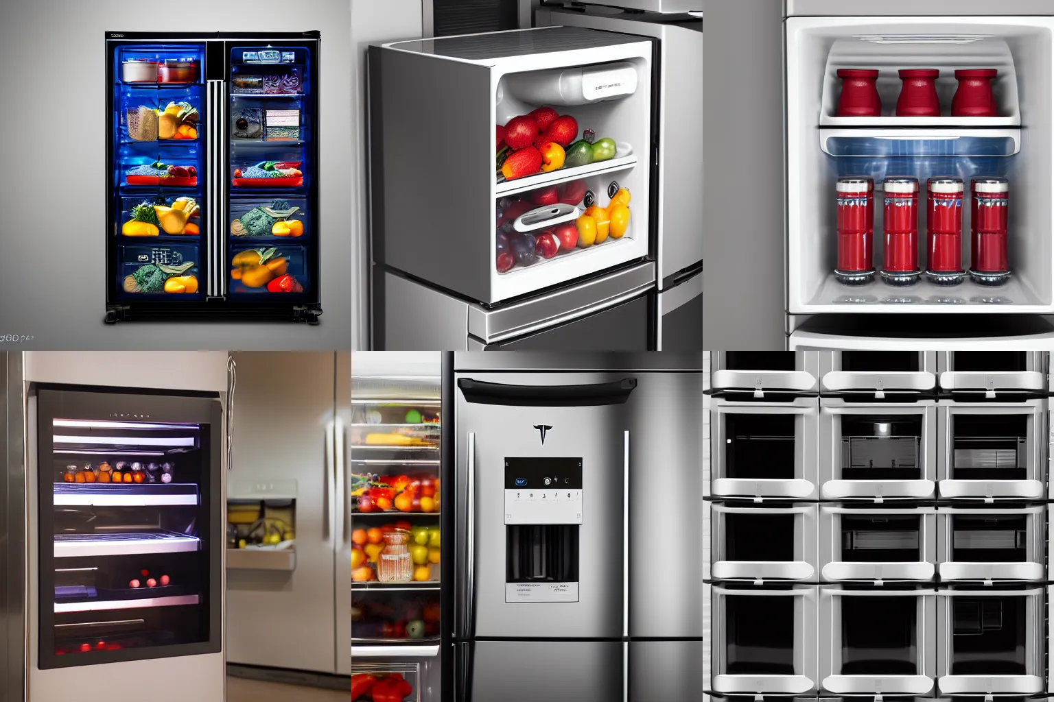 Prompt: photograph of a fridge designed in the style of tesla, product photography, 8 k photography, trending in flickr