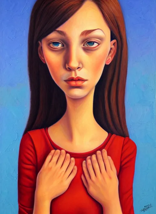 Prompt: a portrait of a pretty young lady by aaron jasinski