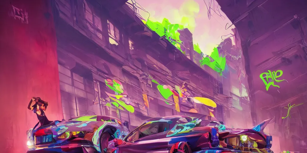 Image similar to 3 d render graffiti elemental flush of force nature micro world fluo, art gta 5 cover, official fanart behance hd artstation by jesper ejsing, by rhads, makoto shinkai and lois van baarle, ilya kuvshinov, ossdraws