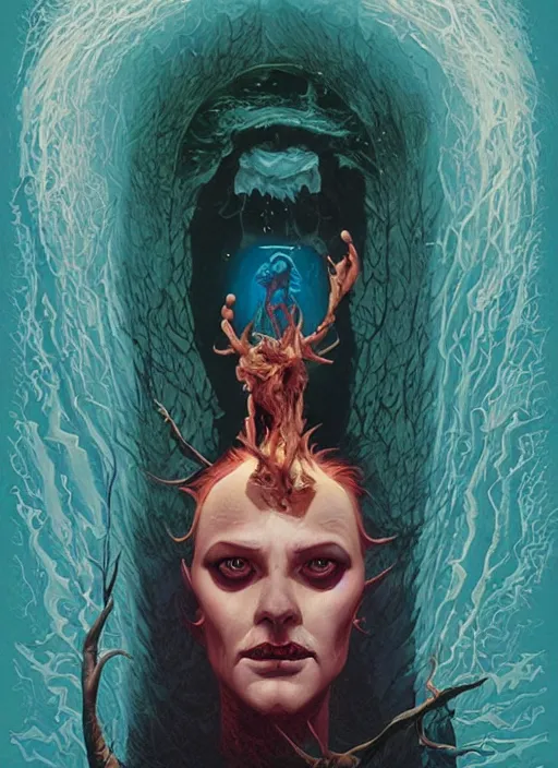 Image similar to poster artwork by Michael Whelan and Tomer Hanuka, Karol Bak of the windigo, from scene from Twin Peaks, clean