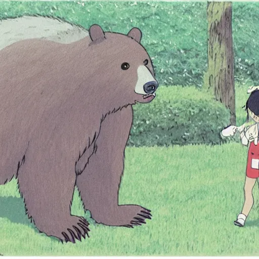 Prompt: a bear drawn by studio ghibli, hayao miyazaki