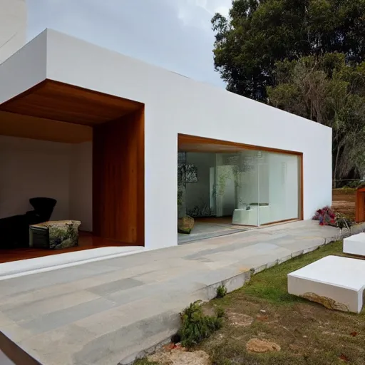 Prompt: casa de madera pequena - cupulas - cristal - foto profesionales - interior - moderna