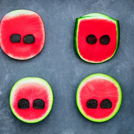 Image similar to a face made of watermelon