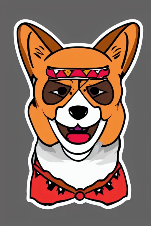 Image similar to Portrait of a corgi as a Mexican wrestler in a mask, sticker, colorful, illustration, highly detailed, simple, smooth and clean vector curves, no jagged lines, vector art, smooth