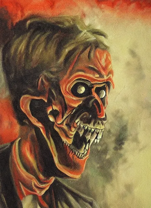 Image similar to vintage scary painting of the survivor