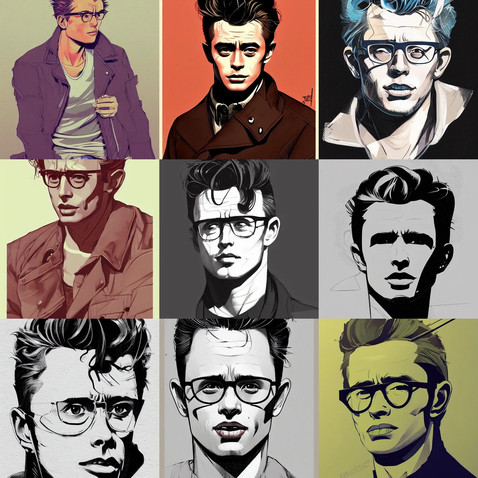 Prompt: a study of cell shaded portrait of James Dean concept art, llustration, post grunge, concept art by josan gonzales and wlop, by james jean, Victo ngai, David Rubín, Mike Mignola, Laurie Greasley, highly detailed, sharp focus, Trending on Artstation, HQ, deviantart, art by artgem