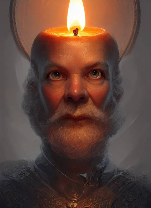 Image similar to portrait of carrot ironfoundersson, discworld, intricate, elegant, candle light, highly detailed, digital painting, artstation, concept art, smooth, sharp focus, illustration, art by wlop, mars ravelo and greg rutkowski