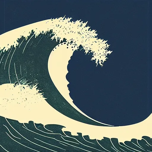 Image similar to Cover of Tatsuro Yamashita's album <Big wave>, digital art.