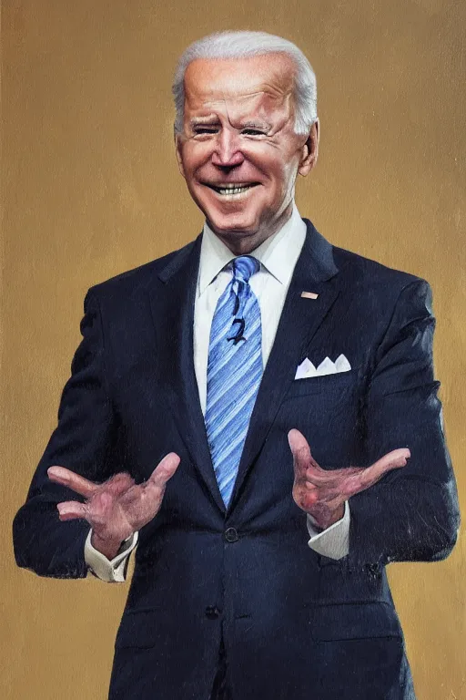 Prompt: joe biden, king of all kings, oil painting, detailed and realistic