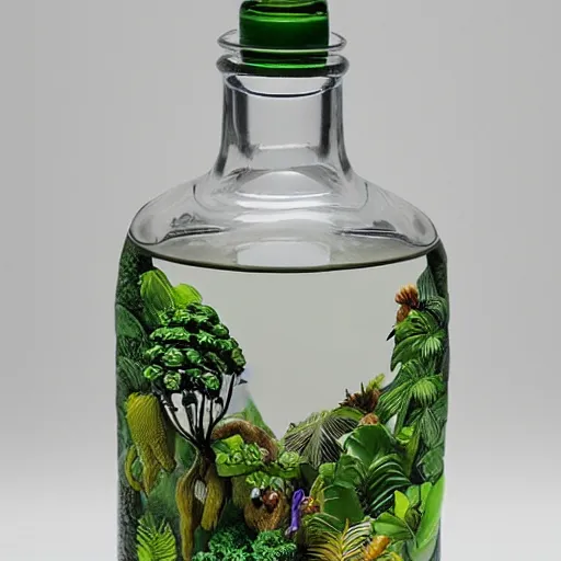 Image similar to jungle in bottle , detailed, elegant, intricate , 8k ,