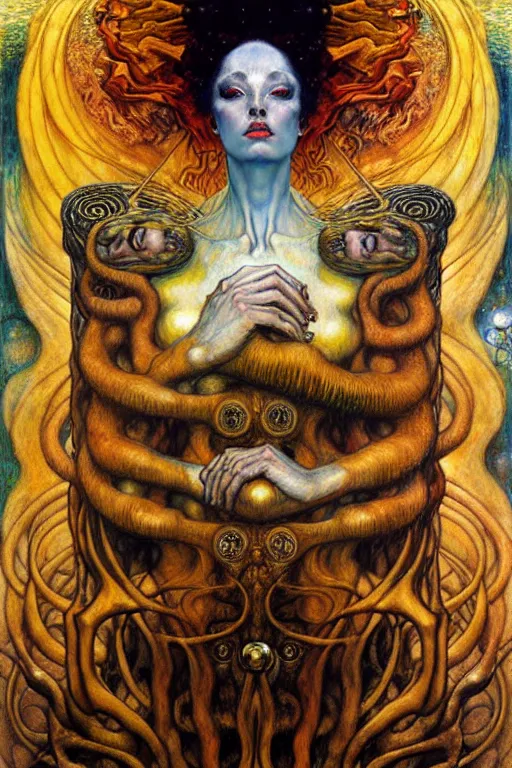 Image similar to Divine Chaos Engine by Karol Bak, Jean Delville, William Blake, Gustav Klimt, and Vincent Van Gogh, symbolist, visionary