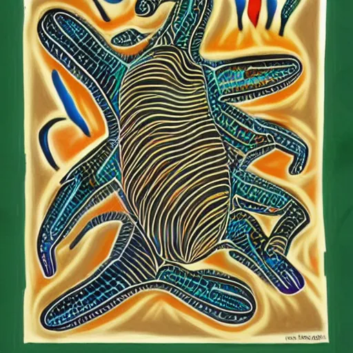 Image similar to australian aboriginal dreamtime lizard mural