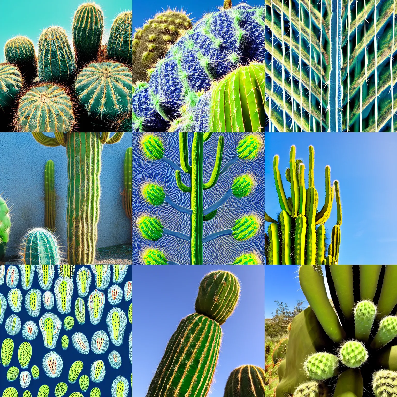 Prompt: giant cactus, blue background