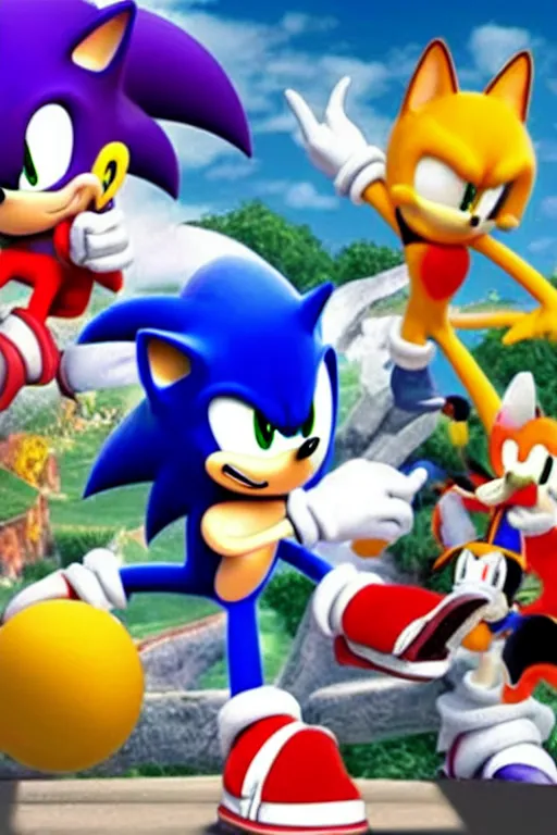 Image similar to Sonic the hedgehog bullies Klonoa for being a baby while watching space jam, 4K, detailed