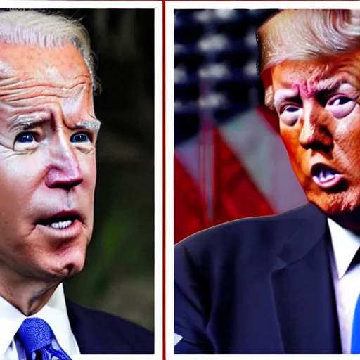 Prompt: joe biden arguing with donald trump, cctv surveillance footage, fisheye, blur