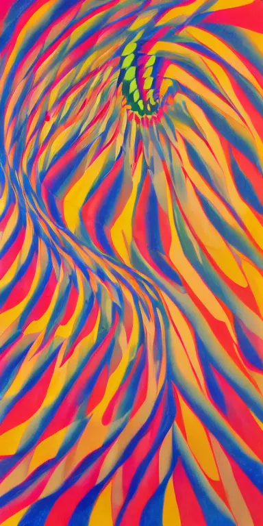 Prompt: cosmic folding in spacetime by bridget riley, spooky autumnal colours