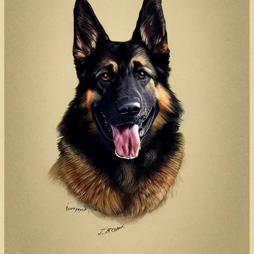 Image similar to german shepherd merge with donald trump, intricate, elegant, highly detailed, digital painting, artstation, concept art, matte, illustration, hearthstone, art by artgerm and greg rutkowski and alphonse mucha, simon stalenhag, hyperreal