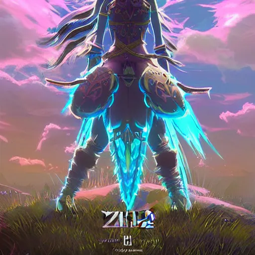 Image similar to kerli koiv in the art style of zelda breath of the wild, dramatic lighting, digital art, intricate, highly detailed, matte painting, fine art