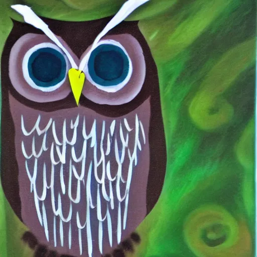 Prompt: owl with pan flute