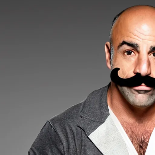 Prompt: joe rogan with a fake mustache