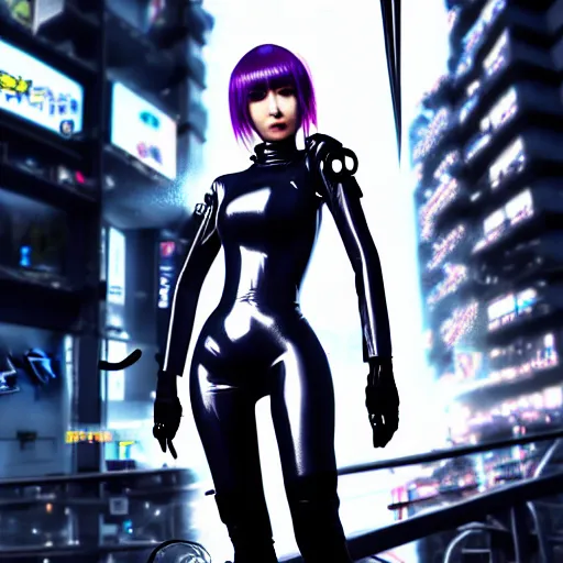 Prompt: An epic comic hyperrealistic anime painting of a cyber warrrior girl wearing futuristic wardrobe, black and silver, ultradetailed face expression trending on artstation and artbreeder, cyberpunk 2077 color, heavy rainning at tokyo street night, neon ligh, DAZ, 8k, unreal 5 engine render, cosplay, RPG portrait, final fantasy Vll world concept, dramatic lighting, rim lights, PS5 render quality