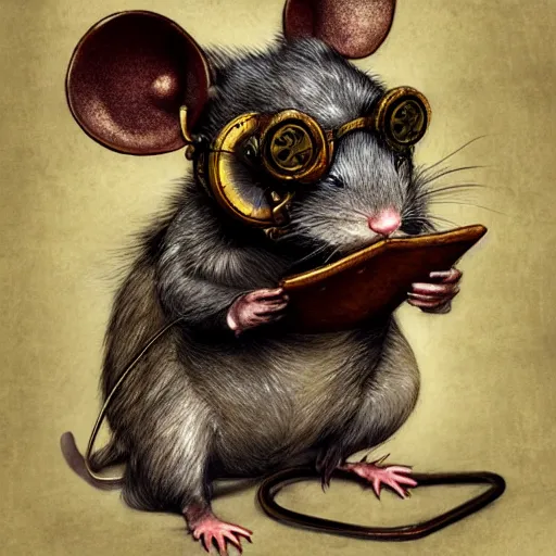 Prompt: a rat with steampunk googles, by WLOP