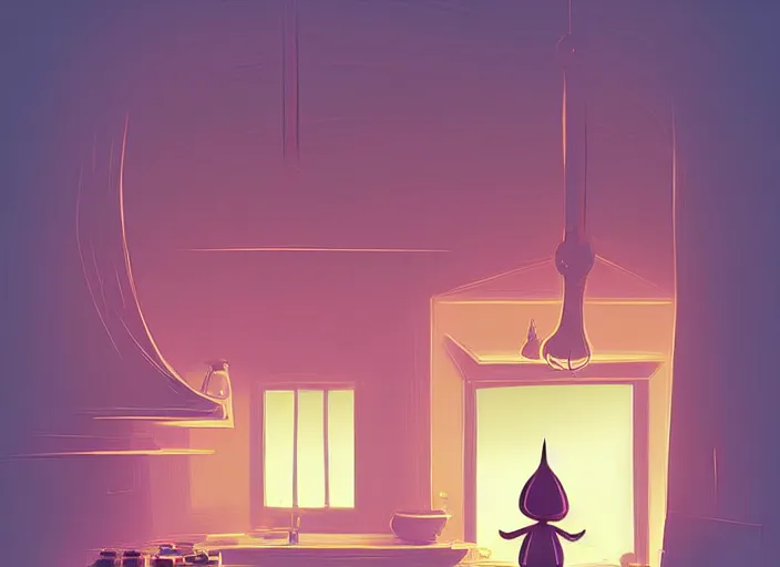 Image similar to Beautiful nostalgic digital art of a minimalistic dim lit kitchen (from Tim Burtons Nightmare Before Christmas) by Christopher Balaskas