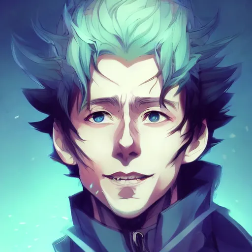 Image similar to anime portrait of Tom Hiddleston as an anime man by Stanley Artgerm Lau, WLOP, Rossdraws, James Jean, Andrei Riabovitchev, Marc Simonetti, and Sakimichan, trending on artstation