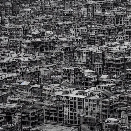 Image similar to apocalyptic city, buildings covered in black liquid rubber