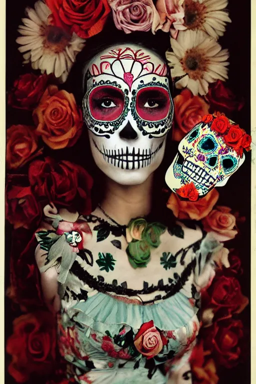 Prompt: Illustration of a sugar skull day of the dead girl, art by hugh kretschmer