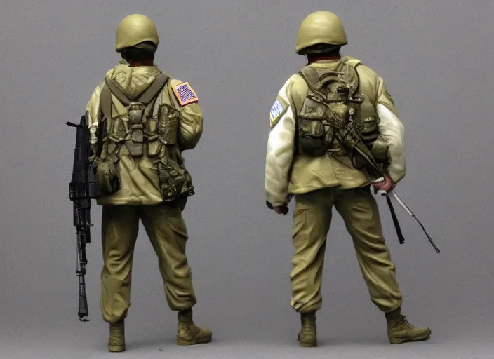 Prompt: Image on the store website, eBay, Full body, highly detailed 80mm resin figure of Modern U.S. Soldiers