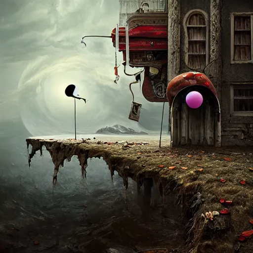 Image similar to michal karcz surrealism drawing of the end of the road. , in the style of jack skellington, in the style of a clown, loony toons style, horror theme, detailed, elegant, intricate, 4k, Renaissance painting