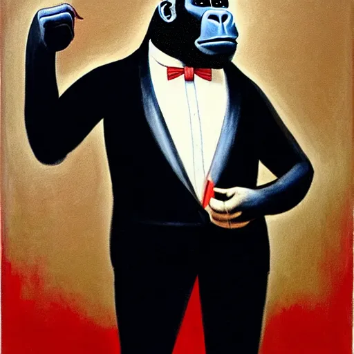 Anthropomorphic Gorilla Wearing a Tie Stock Illustration