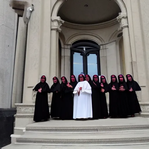 Image similar to group of nuns taking a selfie with a selfiestick, statue of david