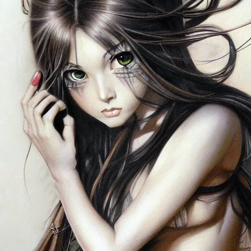 Prompt: pencil art, detailed portrait of anime girl, intricate, hyper detailed, realistic, oil painting, by julie bell, frank frazetta, cinematic lighting